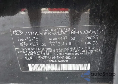 2015 Hyundai Sonata Sport from USA, damaged, VIN 5NPE34AF4FH188525